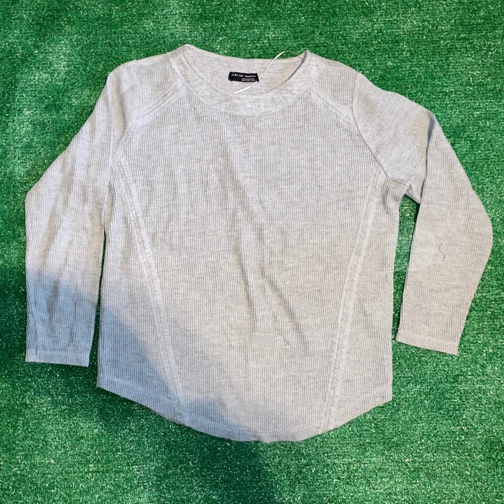 Zara Long Sleeve Activewear T-Shirt Running Gray